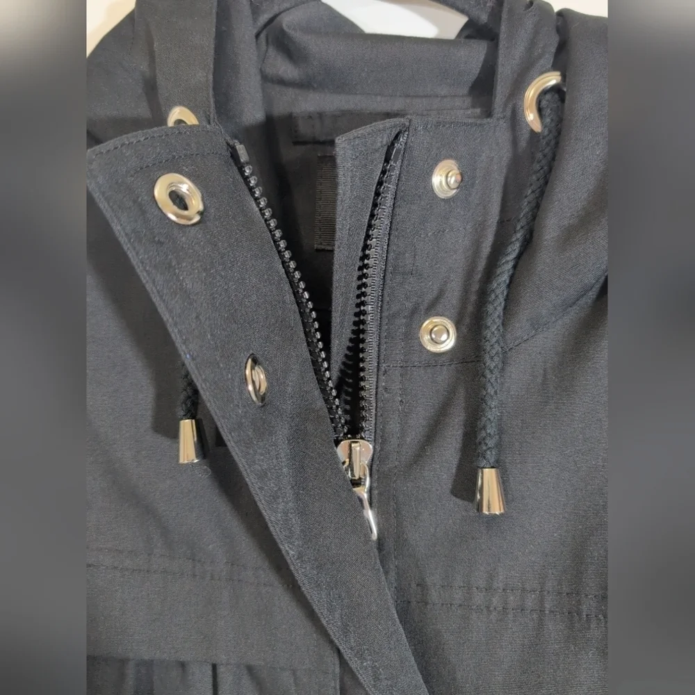 London Fog Hooded Front Zip & Snap Coat Size M